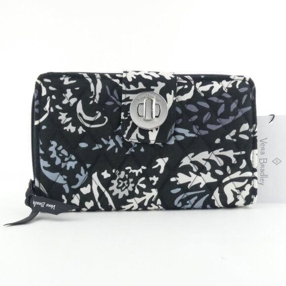 Vera Bradley Handbags - Vera Bradley Paisley Noir RFID Turnlock Wallet NWT